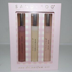 Sand + Fog Eau de Parfum Oil Trio Strawberry Shake, Vanilla, Musk Sweet Rose